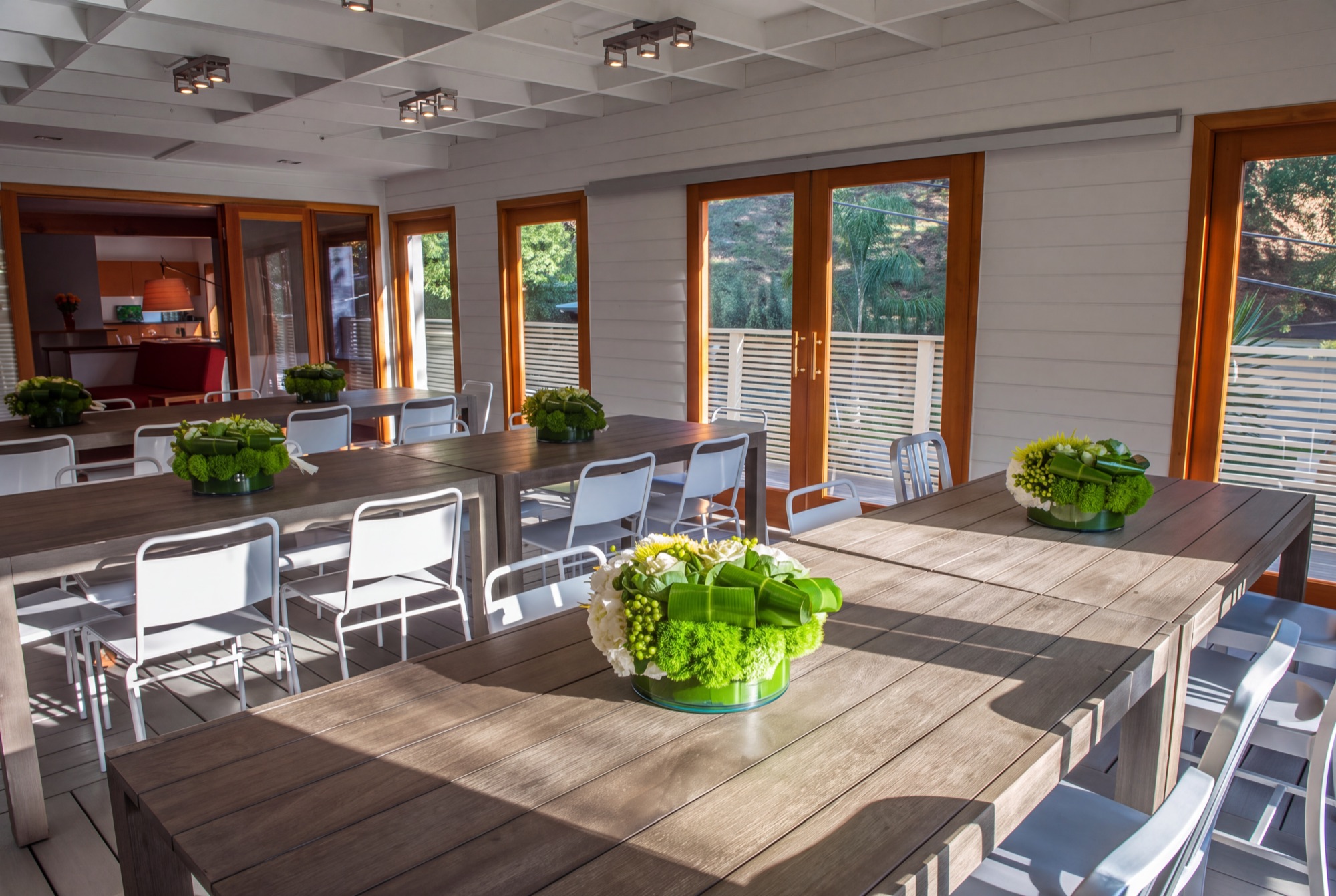 Deck dining space for group meals and meetings